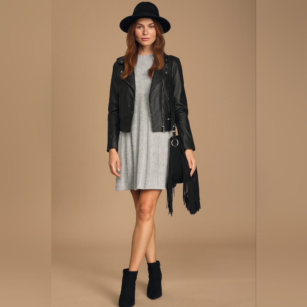 Olivaceous grey dress long sleeve size M